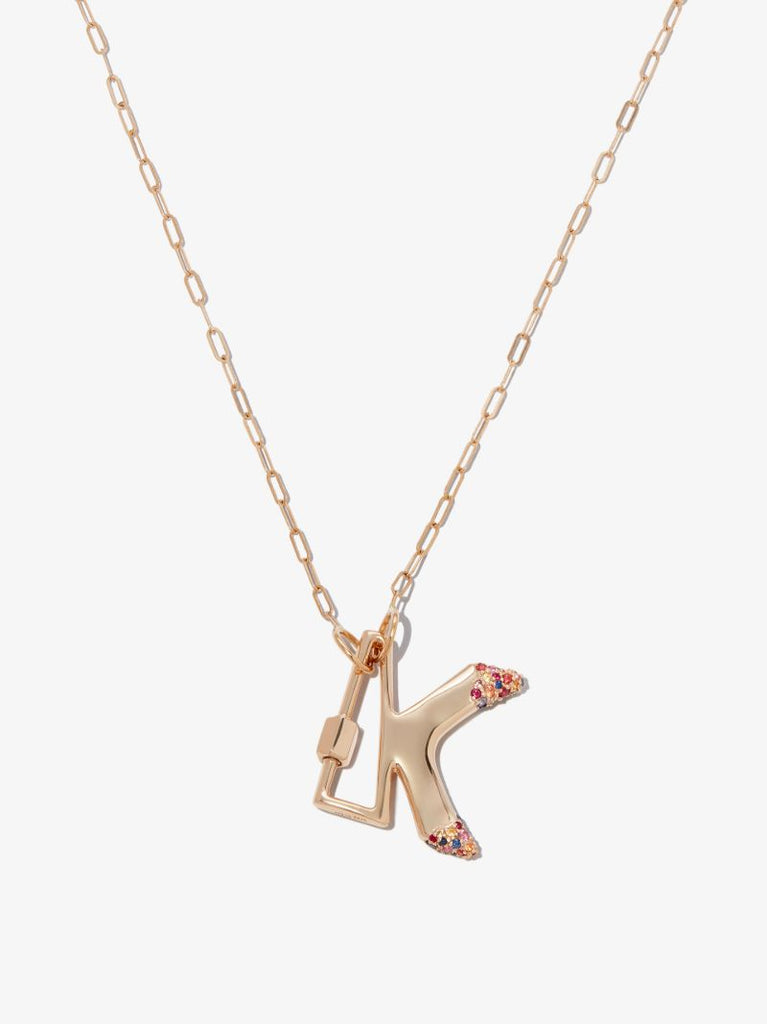 14k Yellow Gold Small Sapphire Dipped K Lock Charm