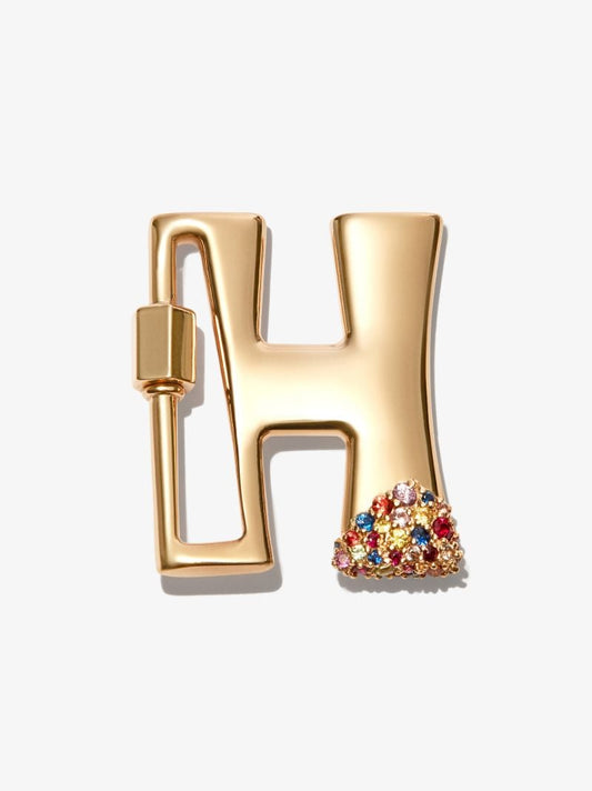 14k Yellow Gold Small Sapphire Dipped H Lock Charm