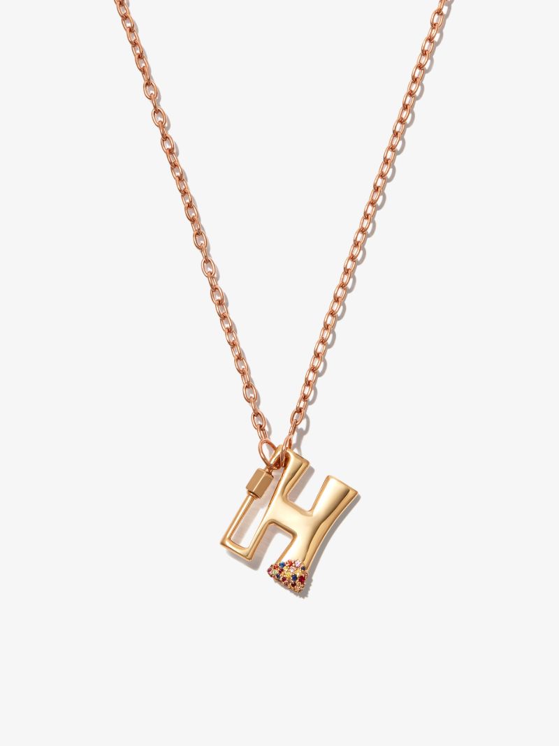 14k Yellow Gold Small Sapphire Dipped H Lock Charm