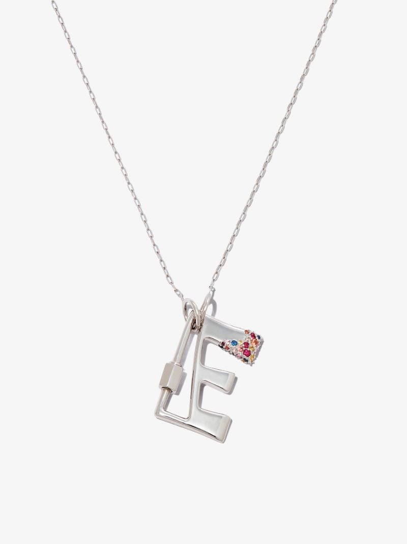 14k White Gold Small Sapphire Dipped E Lock Charm