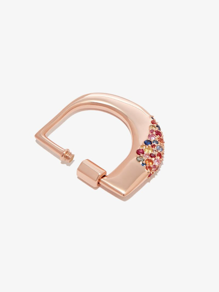 14k Rose Gold Small Sapphire Dipped D Lock Charm
