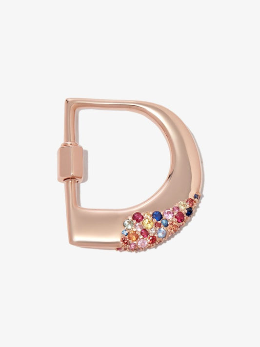 14k Rose Gold Small Sapphire Dipped D Lock Charm
