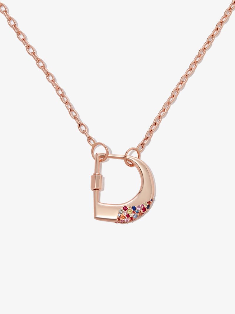 14k Rose Gold Small Sapphire Dipped D Lock Charm