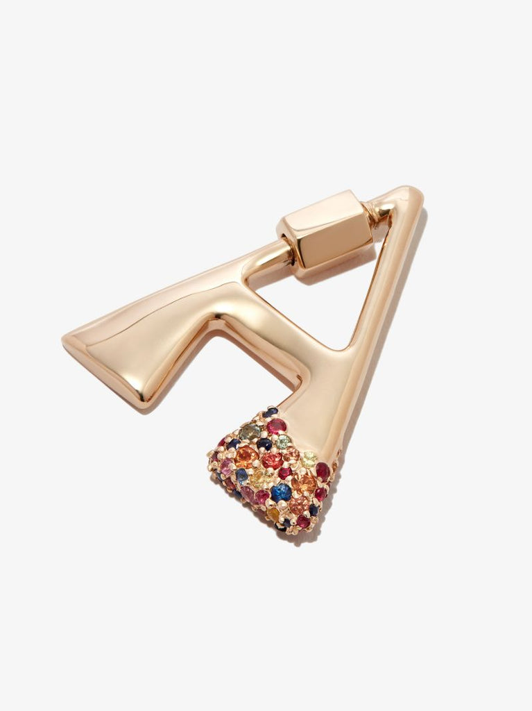 14k Yellow Gold Small Sapphire Dipped a Lock Charm