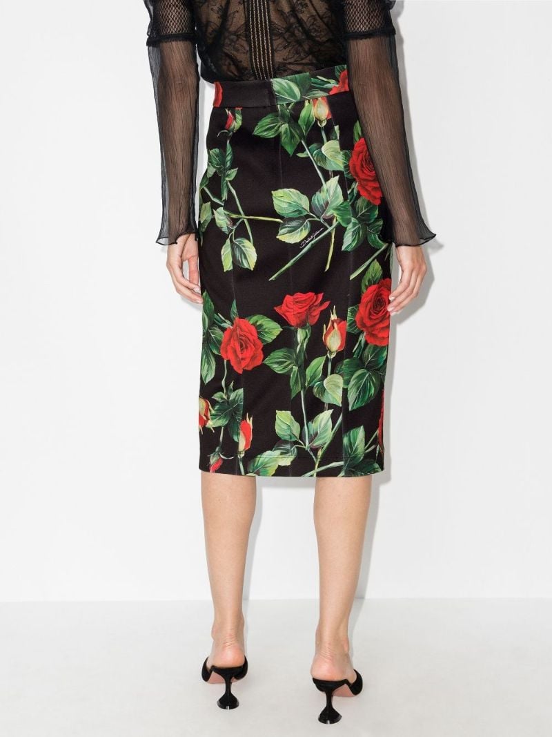 Rose Print Pencil Skirt