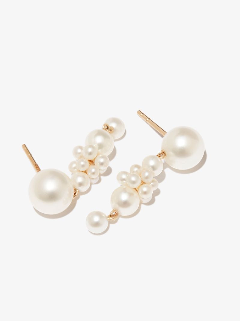 14k Yellow Gold Petite Tulip Perle Pearl Earrings