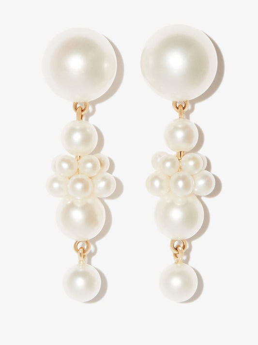 14k Yellow Gold Petite Tulip Perle Pearl Earrings