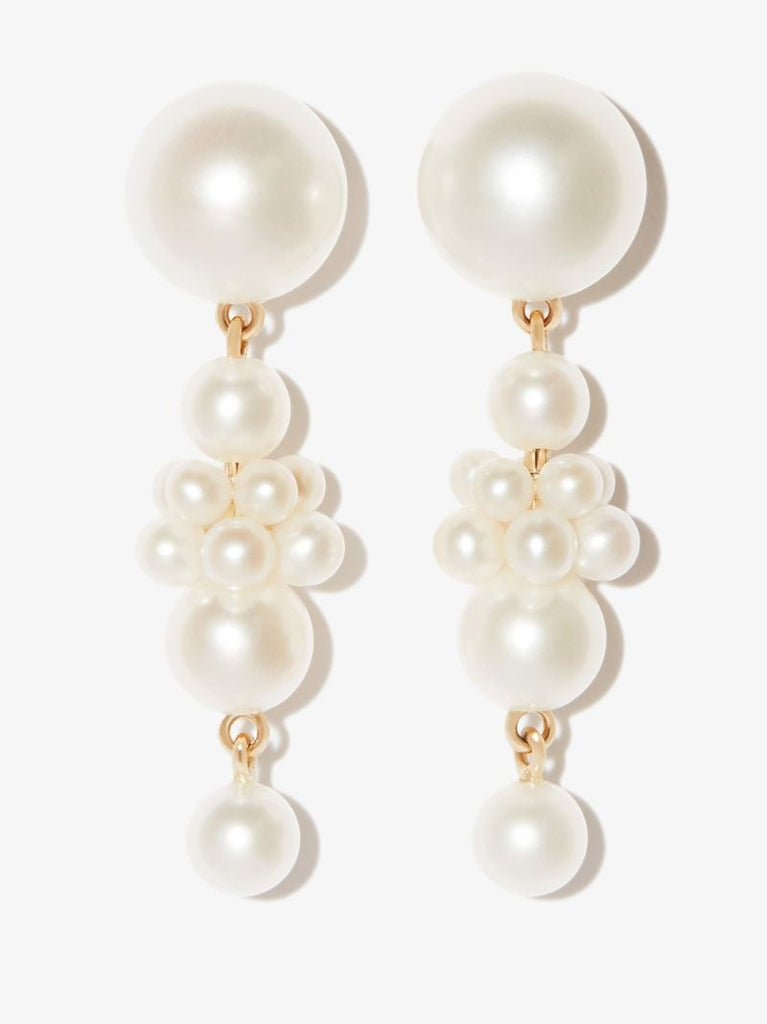 14k Yellow Gold Petite Tulip Perle Pearl Earrings