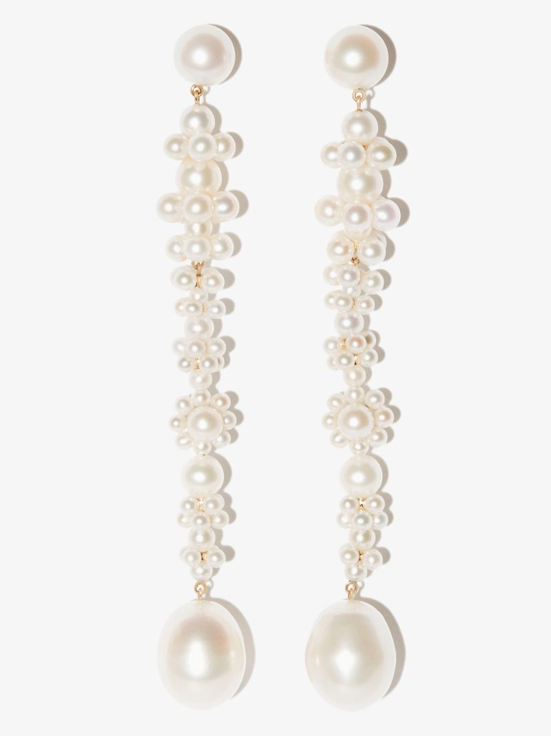 14k Yellow Gold Grand Bellis Pearl Earrings