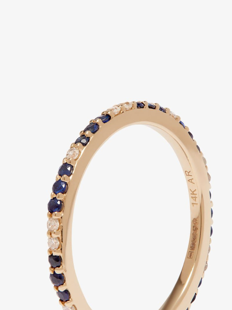 14k Yellow Gold Diana Sapphire and Diamond Ring