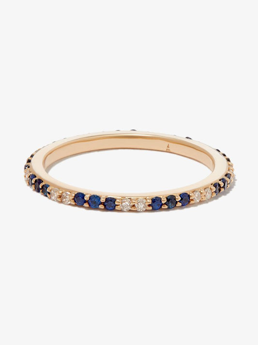 14k Yellow Gold Diana Sapphire and Diamond Ring