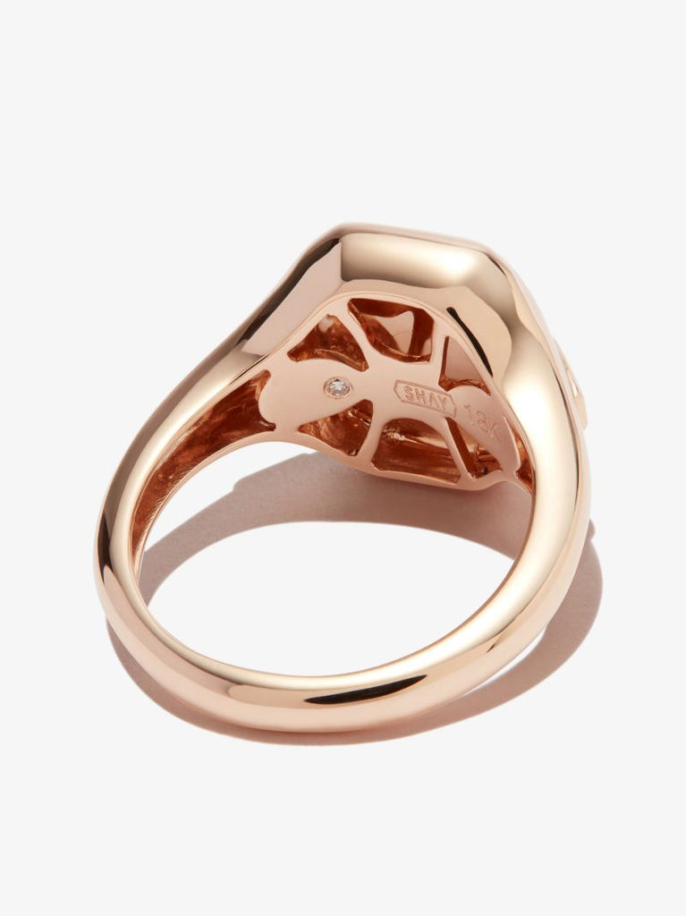 18k Rose Gold Gemini Diamond Signet Ring