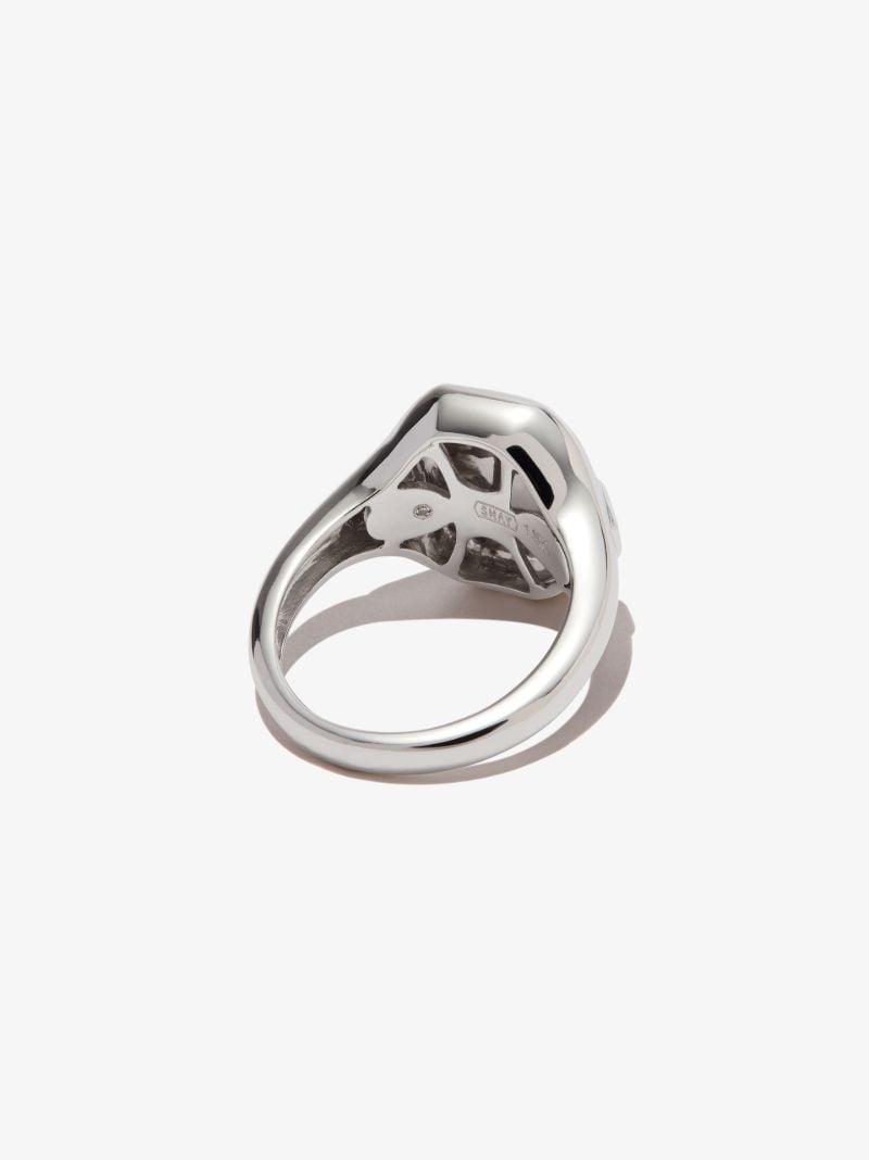 18k White Gold Aries Diamond Signet Ring