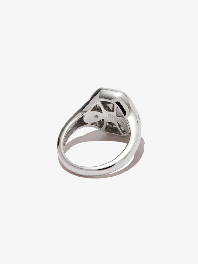 18k White Gold Aries Diamond Signet Ring