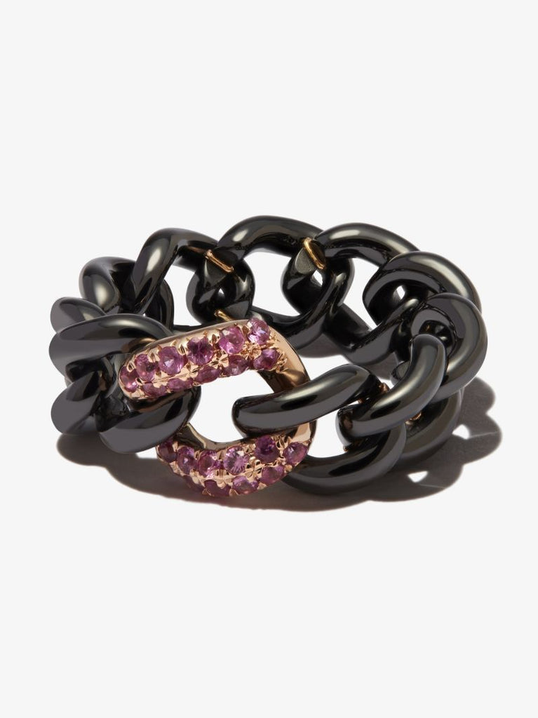 18k Rose Gold Medium Link Sapphire Ring