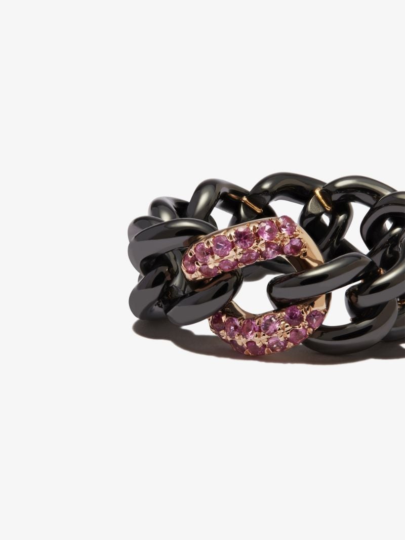 18k Rose Gold Medium Link Sapphire Ring