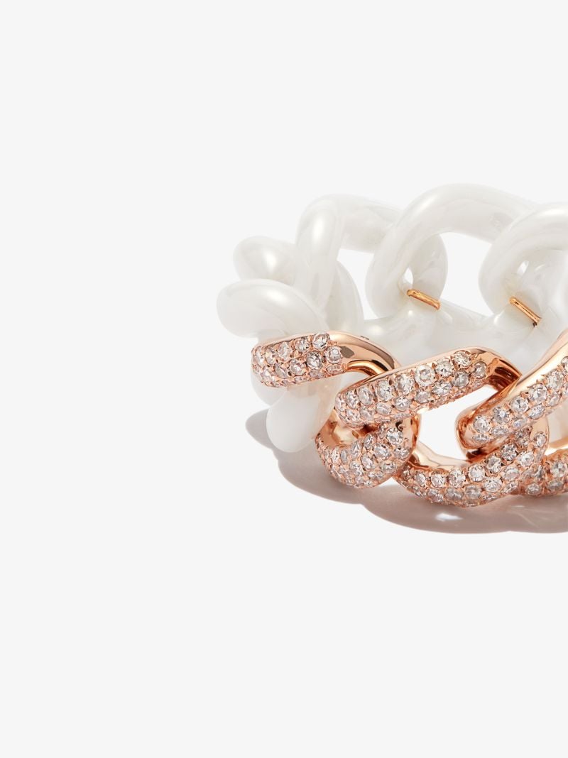 18k Rose Gold Medium Link Diamond Ring