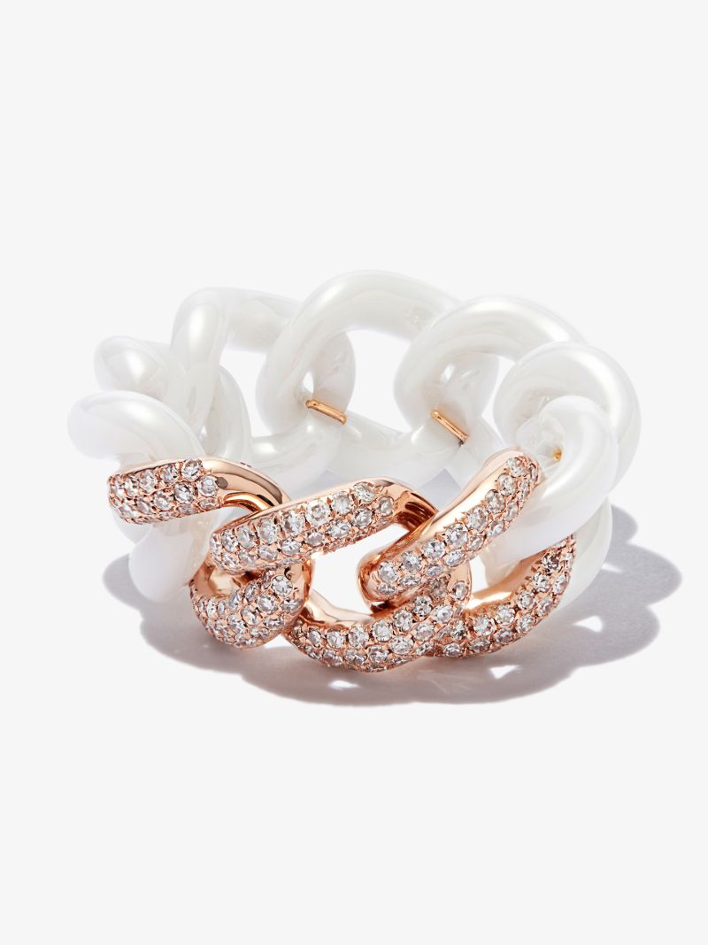 18k Rose Gold Medium Link Diamond Ring