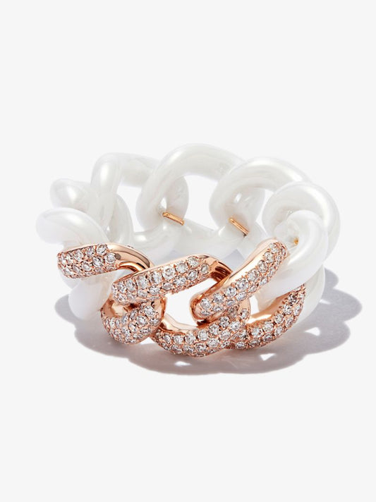 18k Rose Gold Medium Link Diamond Ring
