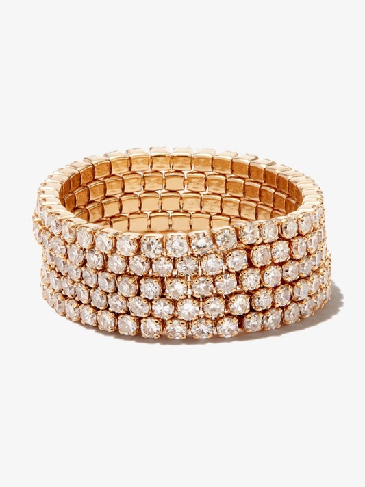 18k Yellow Gold Five Thread Stack Diamond Ring