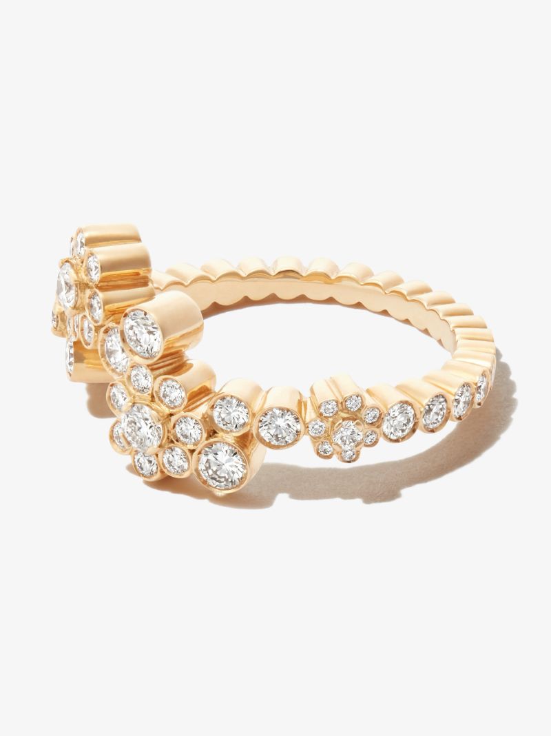 18k Yellow Gold Fleur Splash Diamond Ring