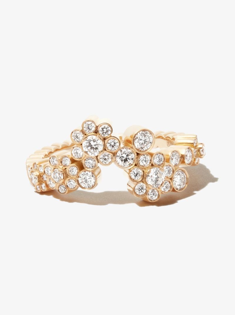 18k Yellow Gold Fleur Splash Diamond Ring