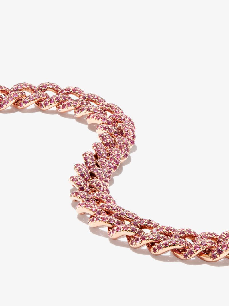 18k Rose Gold Essential Link Sapphire Diamond Bracelet