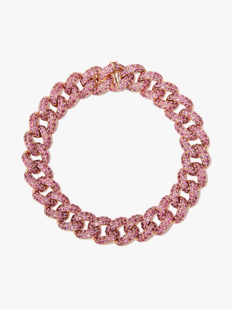 18k Rose Gold Essential Link Sapphire Diamond Bracelet