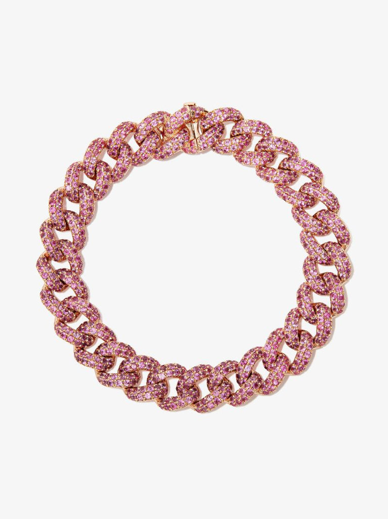 18k Rose Gold Essential Link Sapphire Diamond Bracelet