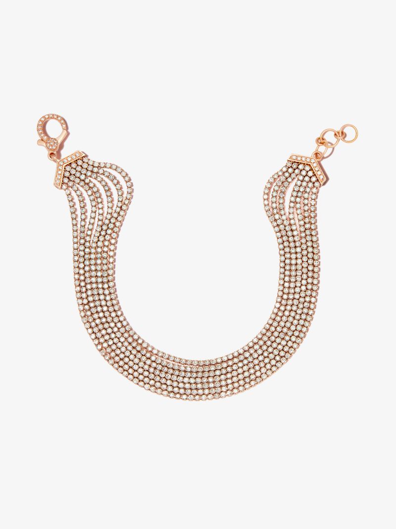 18k Rose Gold 7 Thread Stack Diamond Bracelet