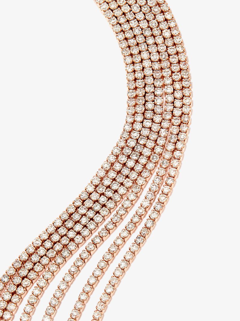 18k Rose Gold 7 Thread Stack Diamond Bracelet