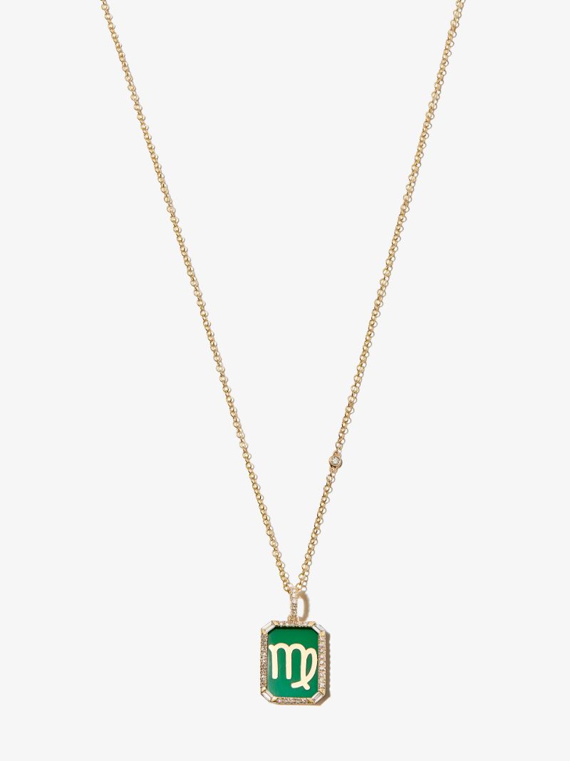 18k Yellow Gold Virgo Pendant Diamond Necklace