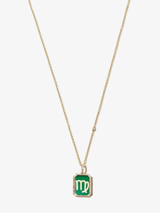 18k Yellow Gold Virgo Pendant Diamond Necklace