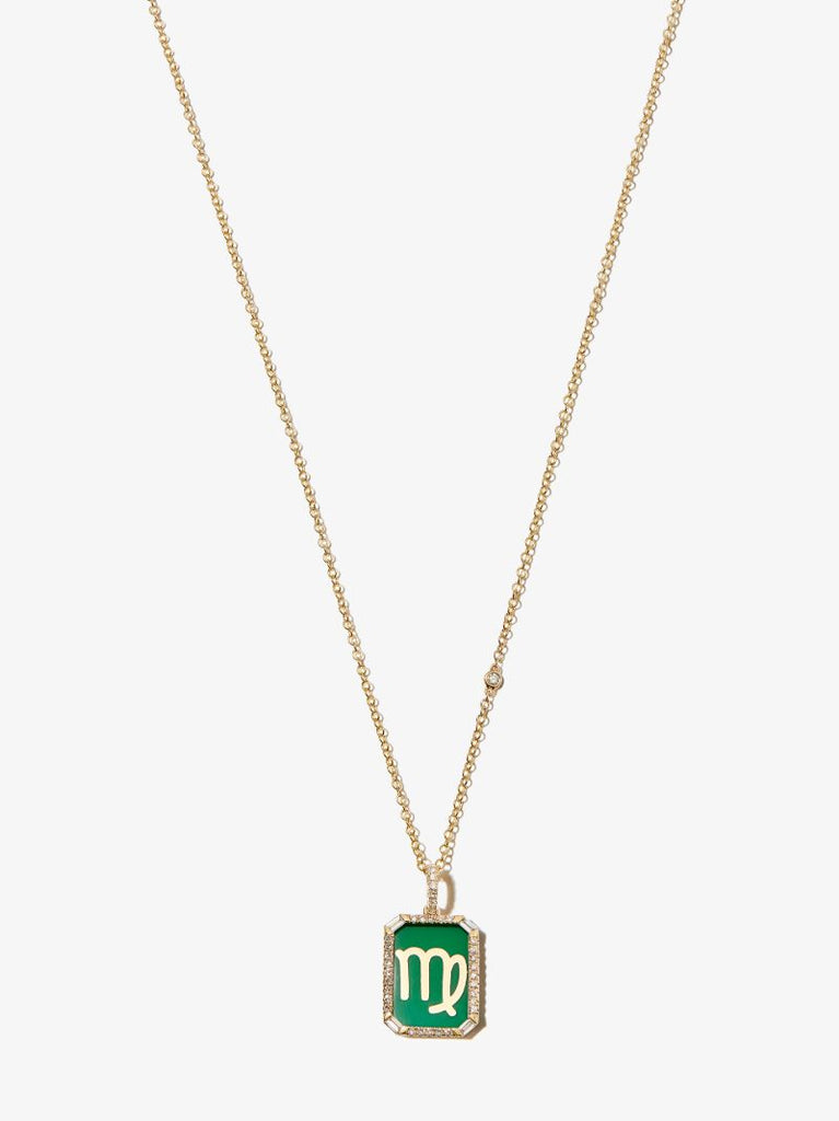 18k Yellow Gold Virgo Pendant Diamond Necklace