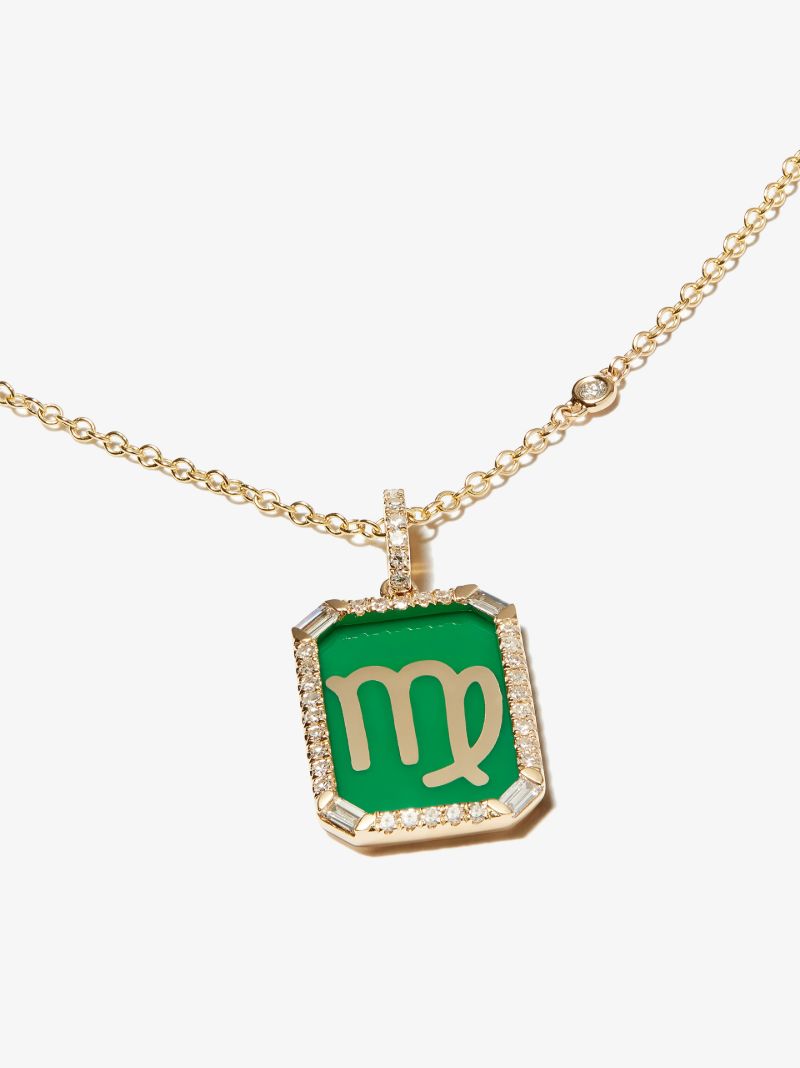 18k Yellow Gold Virgo Pendant Diamond Necklace