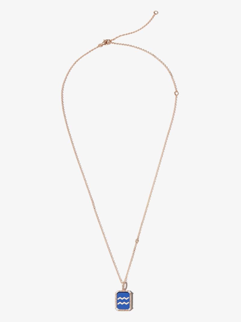 18k Rose Gold Aquarius Pendant Diamond Necklace