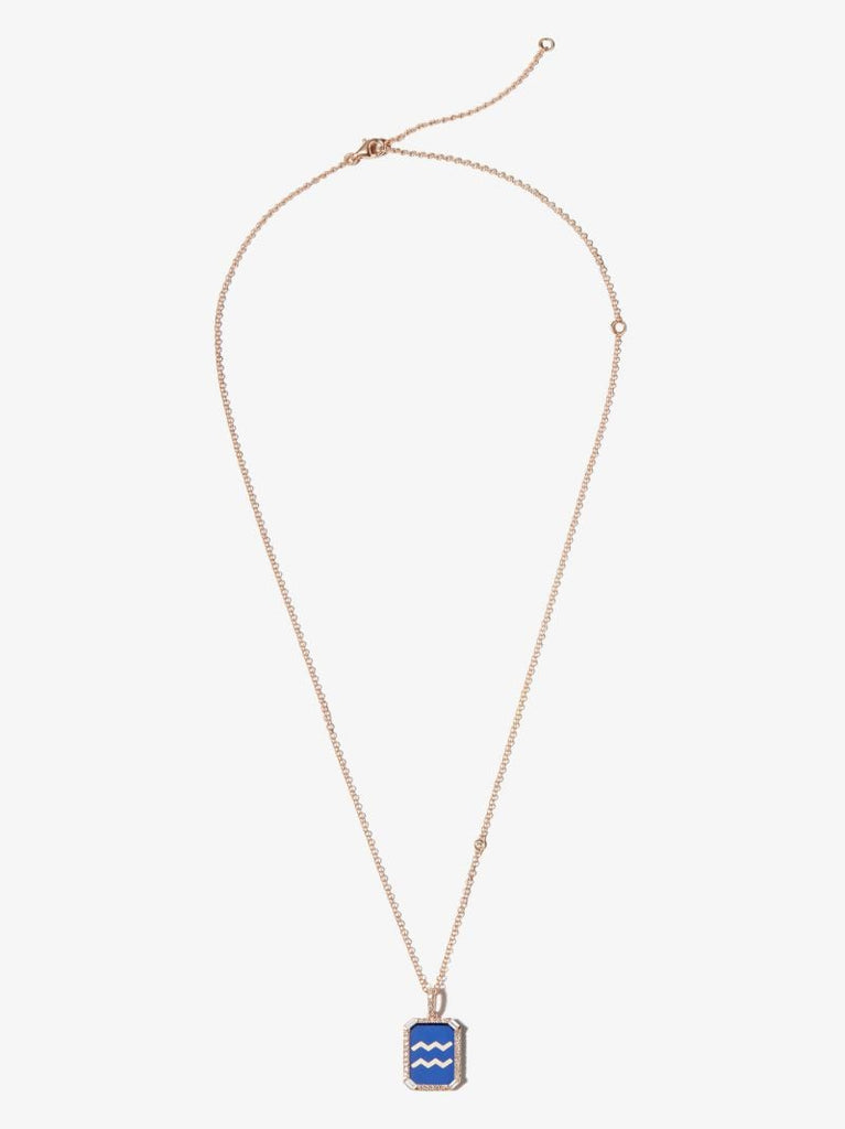 18k Rose Gold Aquarius Pendant Diamond Necklace