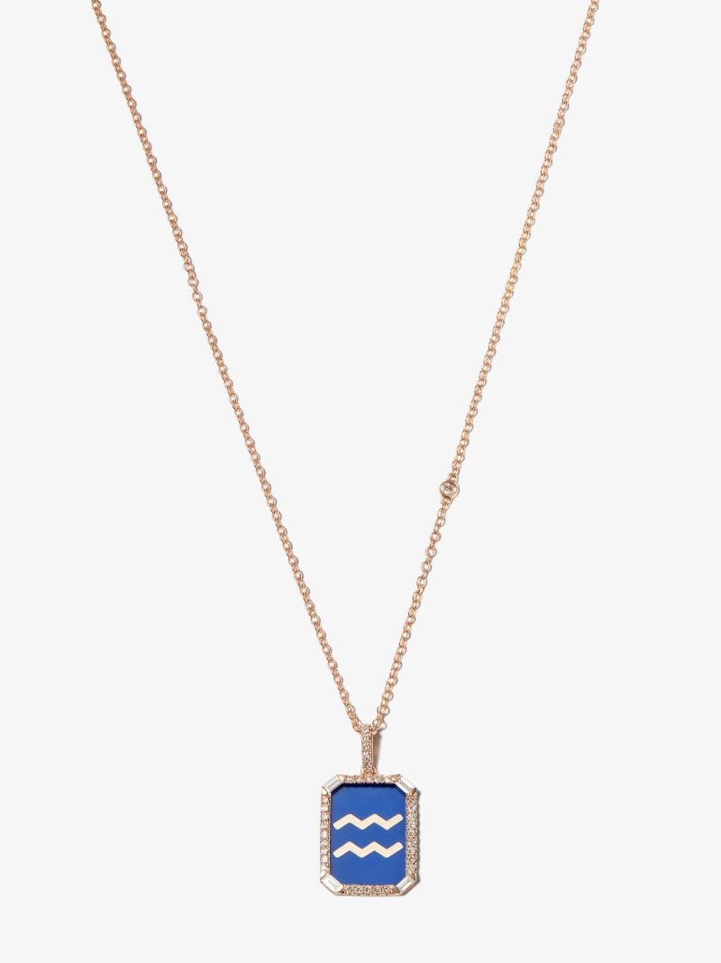 18k Rose Gold Aquarius Pendant Diamond Necklace