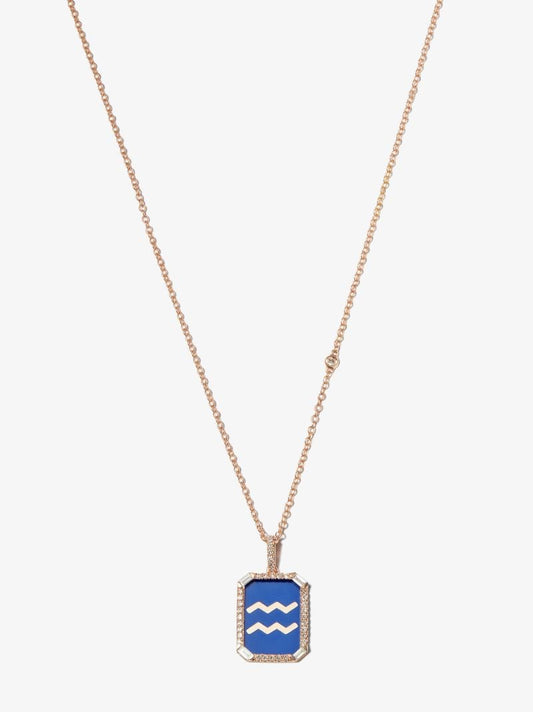 18k Rose Gold Aquarius Pendant Diamond Necklace
