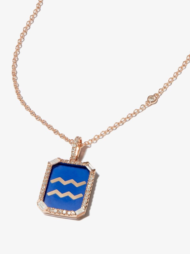 18k Rose Gold Aquarius Pendant Diamond Necklace