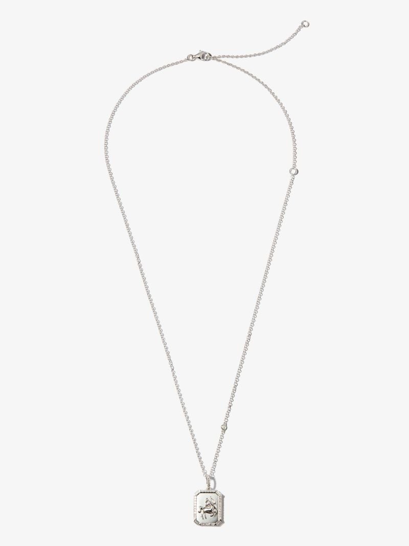 18k White Gold Sagittarius Pendant Diamond Necklace