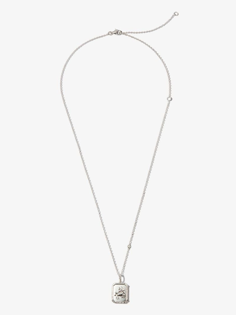 18k White Gold Sagittarius Pendant Diamond Necklace