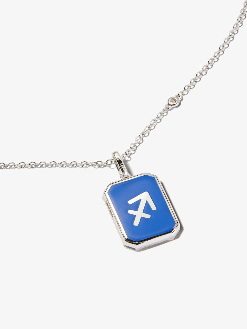 18k White Gold Sagittarius Pendant Diamond Necklace