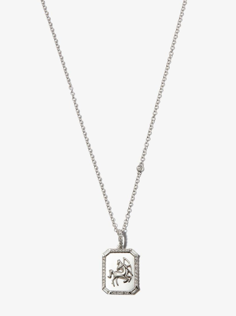18k White Gold Sagittarius Pendant Diamond Necklace