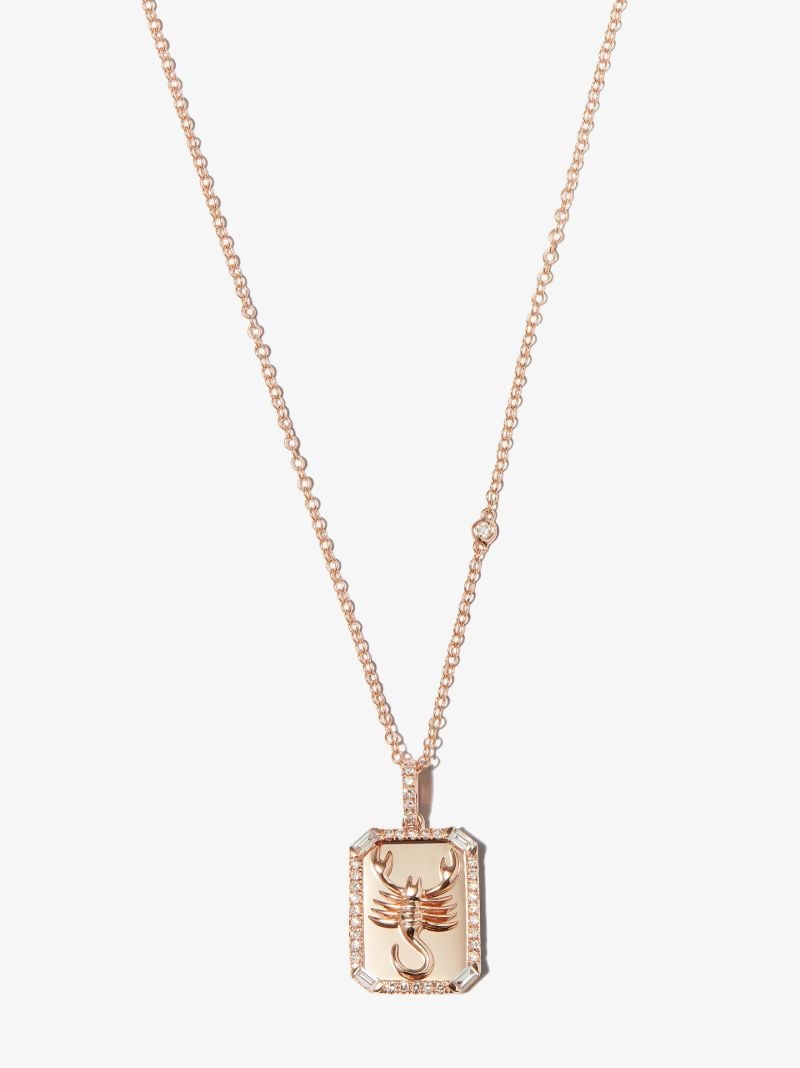 18k Rose Gold Scorpio Pendant Diamond Necklace