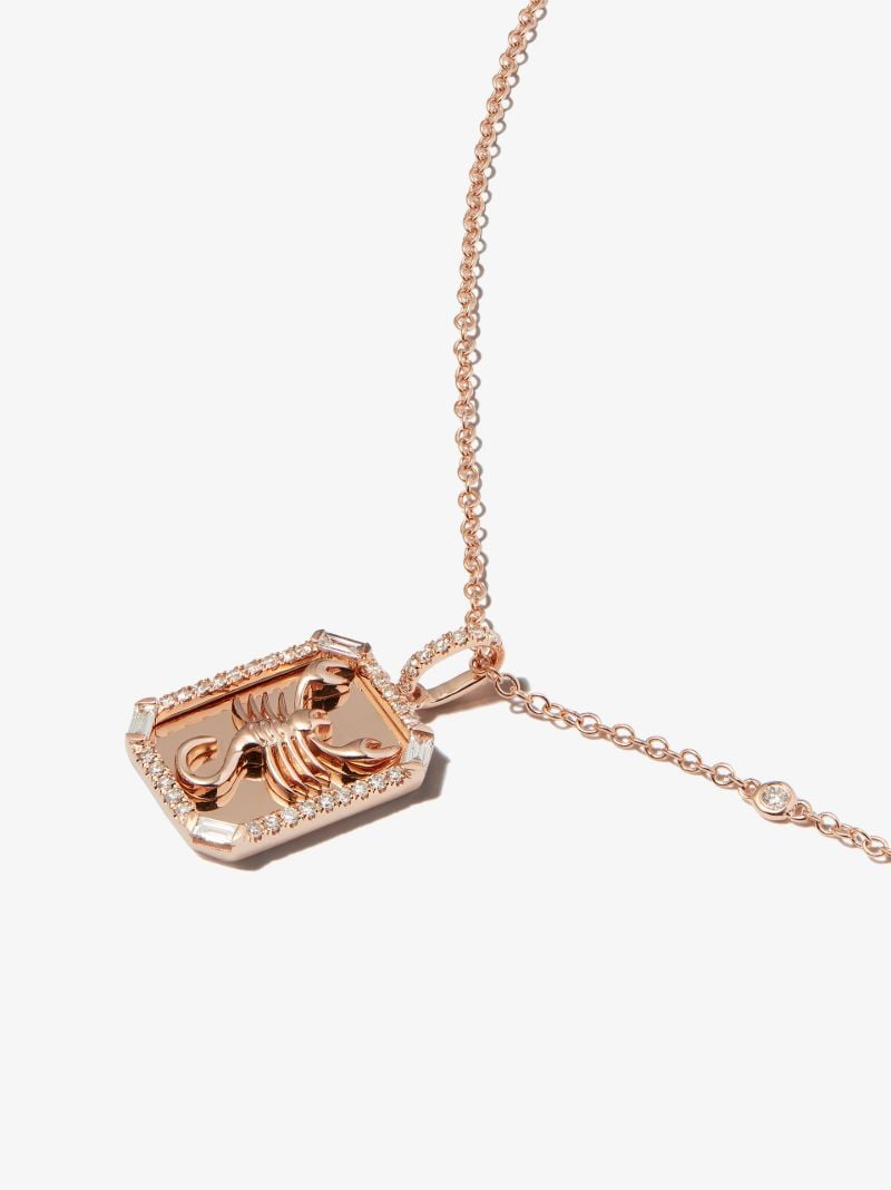 18k Rose Gold Scorpio Pendant Diamond Necklace