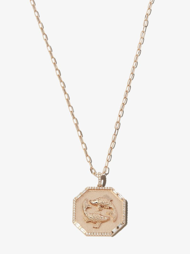 18k Rose Gold Pisces Pendant Diamond Necklace