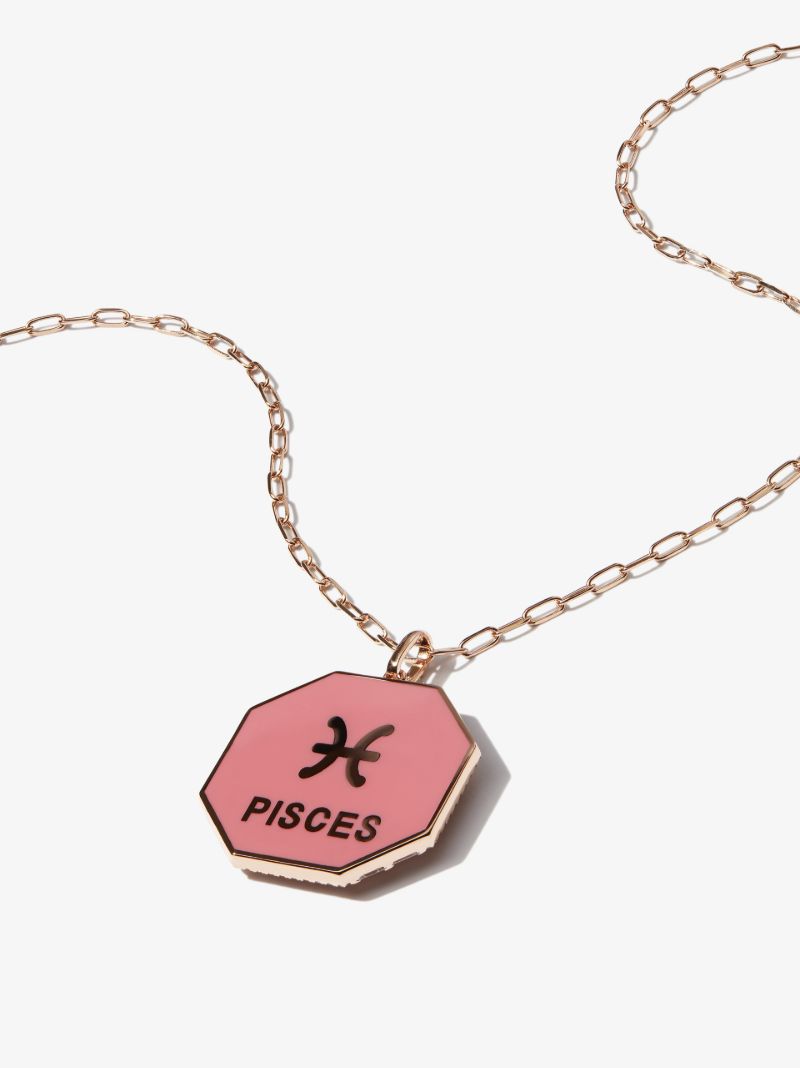 18k Rose Gold Pisces Pendant Diamond Necklace