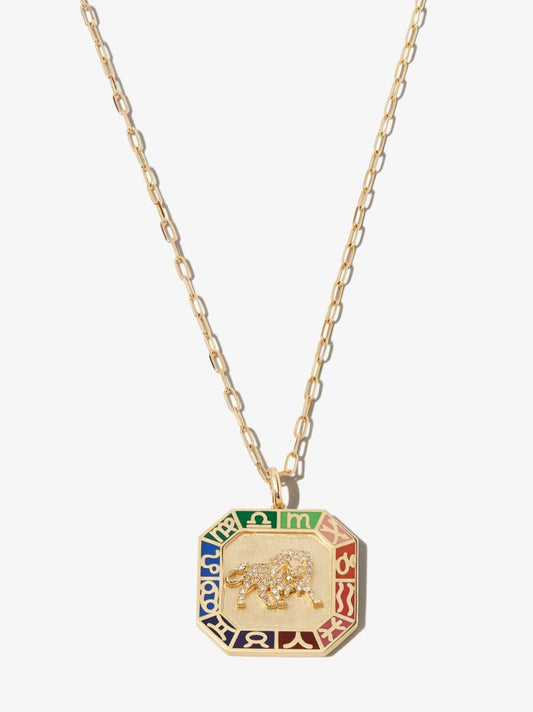 18k Yellow Gold Leo Pendant Diamond Necklace
