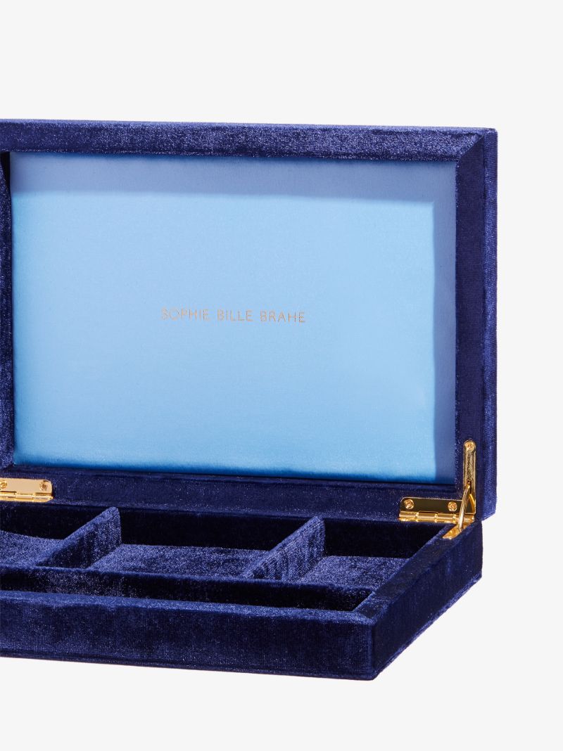 Blue TrÃ_x0083_Â©sor Deux Bleus Velvet Jewellery Box